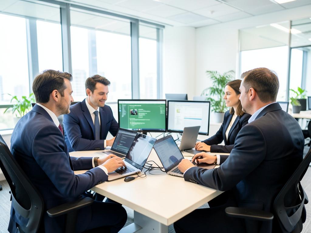 Consulting team collaborating in a modern office